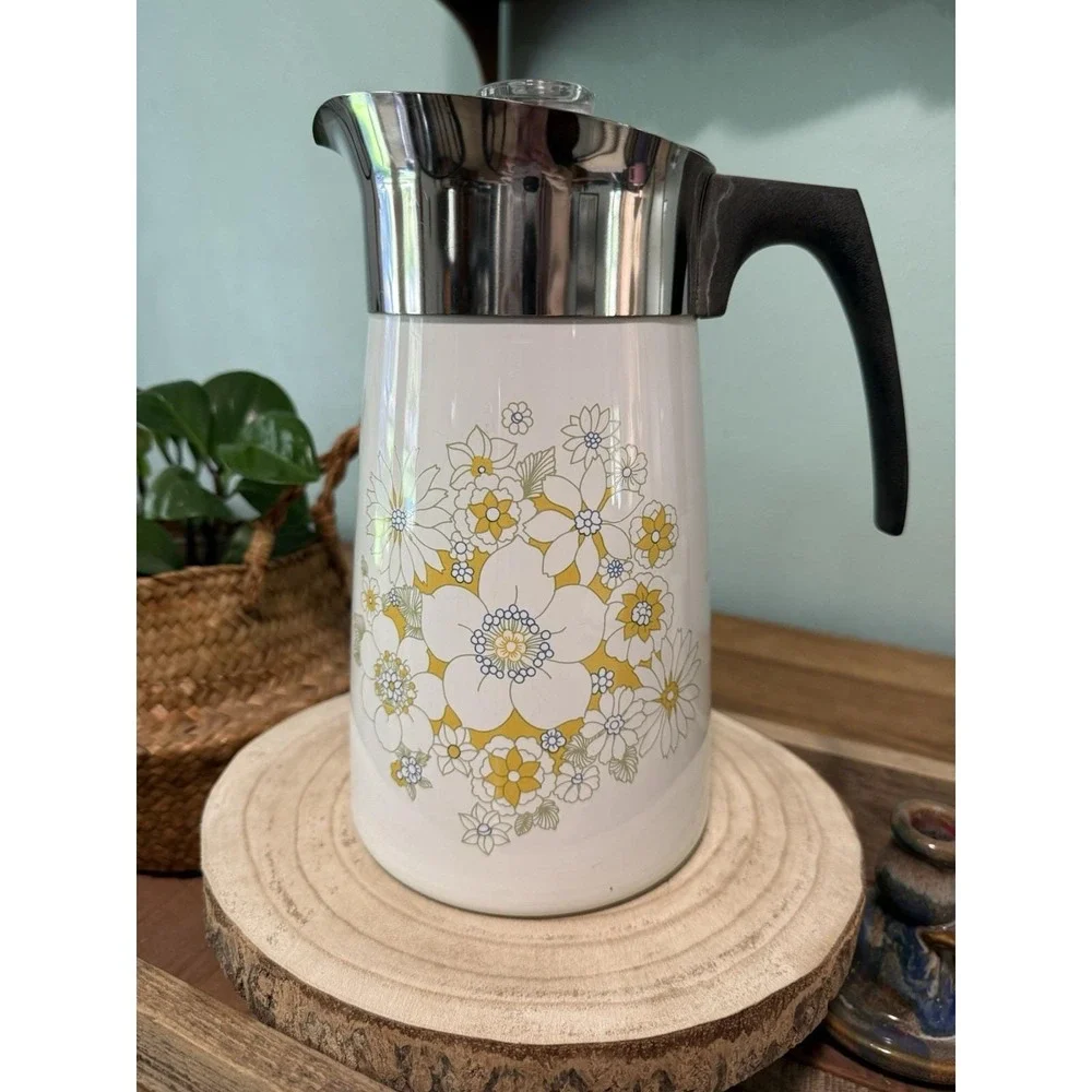 9 cup floral bouquet coffee percolator